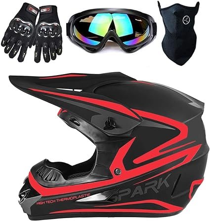 DOT Youth Kids Motocross Helmet, Unisex Off-Road Dirt Bike ATV BMX MX Downhill Street Ride Motorcycle Helmet Goggles Gloves Mask