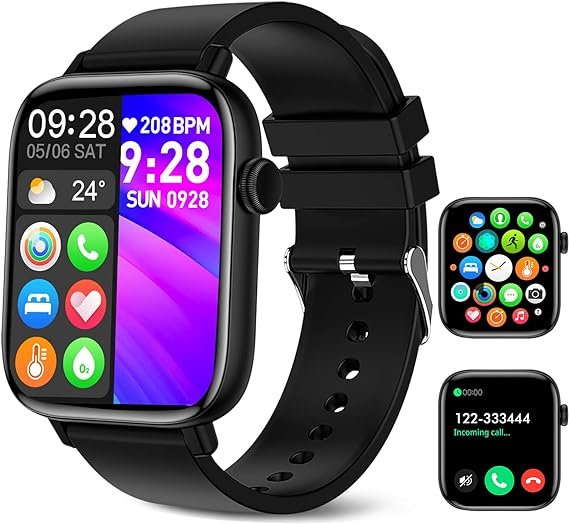 Smart Watch for Men Women Fitness: (Answer/Make Calls) 1.9" Bluetooth Call Smartwatch for Android iOS Phones with Heart Rate Sleep Tracking BP SpO2 Monitor AI Voice 25 Sport Modes Step Counter