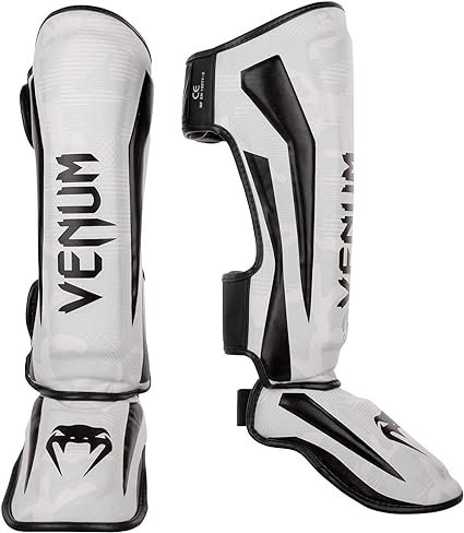 Venum Elite Shin Guards-White/Camo - L