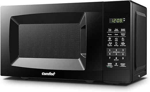 COMFEE' EM720CPL-PMB Countertop Microwave Oven with Sound On/Off, ECO Mode and Easy One-Touch Buttons, 0.7cu.ft, 1050W , Black