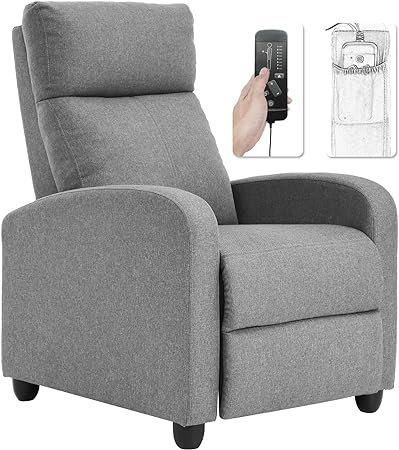 Recliner Chair for Living Room Winback Single Sofa Massage Recliner Sofa Reading Chair Home Theater Seating Modern Reclining Chair Easy Lounge with Fabric Padded Seat Backrest