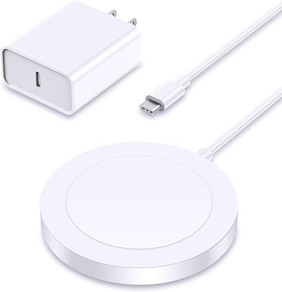 Magnetic iPhone Charger: Wireless Mag Safe Charging Pad Compatible with iPhone 15 Pro Max Plus 14 Pro Max Plus 13 Pro Max 12 Pro Max AirPods Pro 3 2 - Fast Charging Pad with 20W Adapter